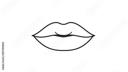 Black line drawing of lips against a white background