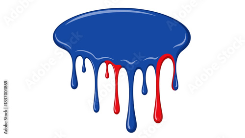 Blue and red paint dripping