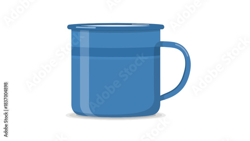 Blue enamel mug with a light blue stripe