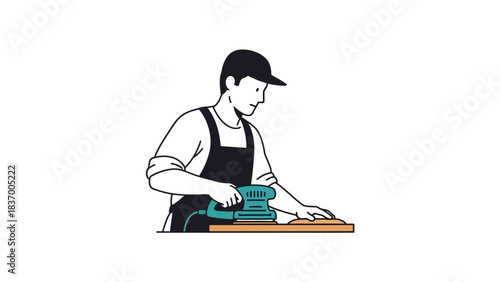 Carpenter sanding wood