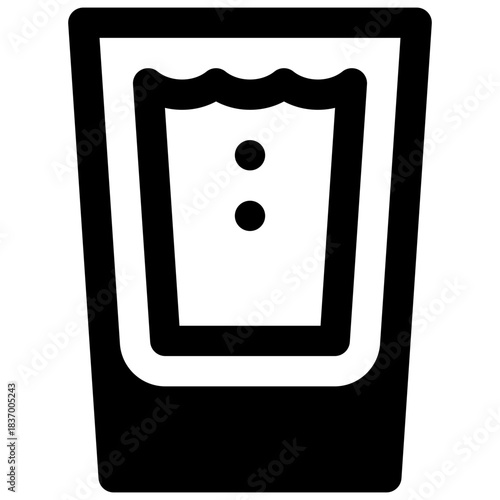 Glass of water. Outlined stroke vector icon with black-filled details.