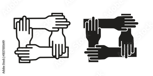 Collaboration icons in black glyph and liner versions for design.