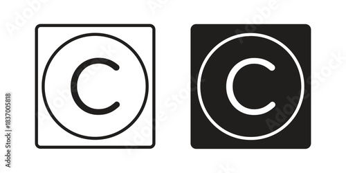 Copyright icons in black glyph and liner versions for design.