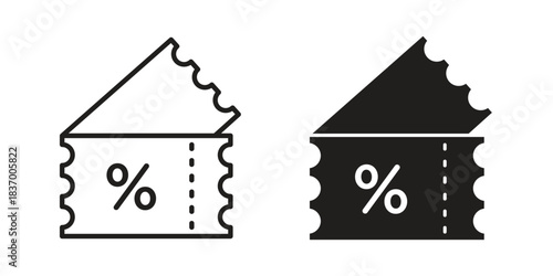 Coupon icons in black glyph and liner versions for design.