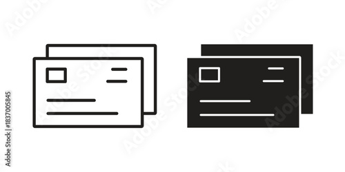 Credit card icons in black glyph and liner versions for design.