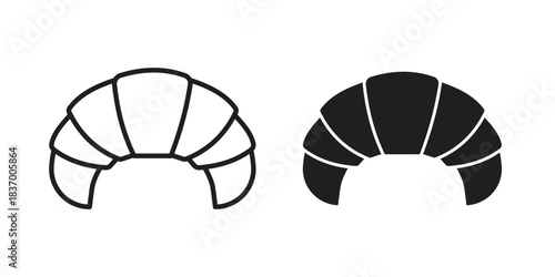 Croissant icons in black glyph and liner versions for design.