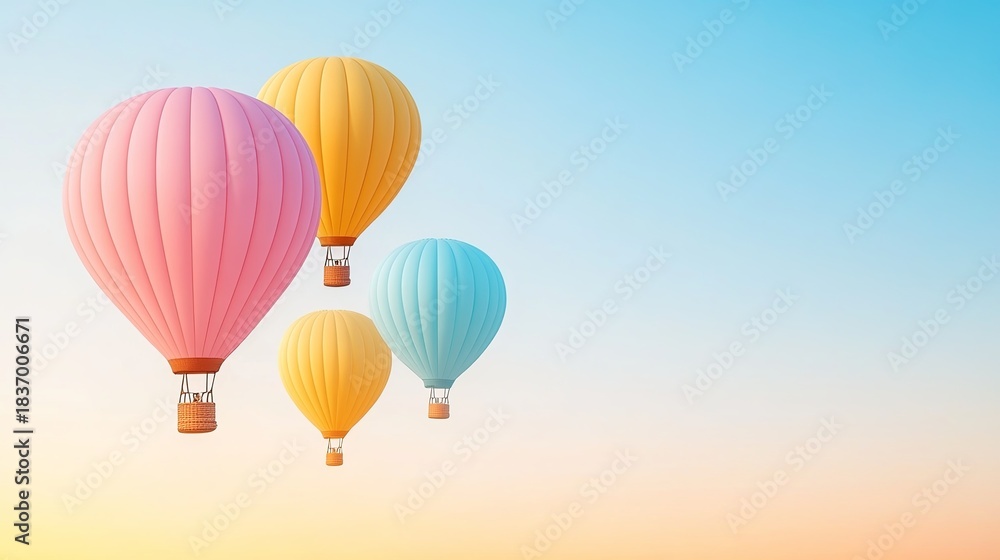 Obraz premium Colorful Hot Air Balloons at Sunset in Pastel Skies