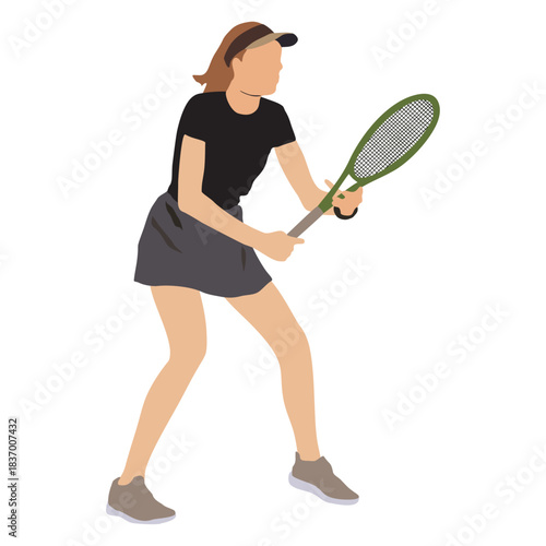 Female tennis player in action.