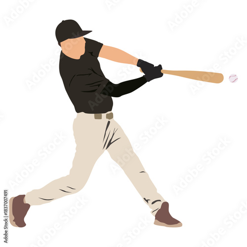 Baseball player with bat taking a swing vector illustartion.