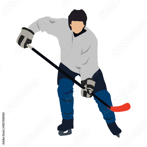 Vector illustartion of ice hockey player isolated on black background.