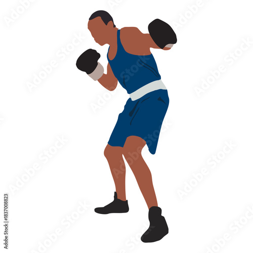 male boxer in a fighting stance, ready to punch or defend, showcasing strength and determination