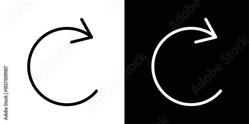 Refresh icon in black and white stroke on background, ideal for reload actions, updates, and real-time interface controls.