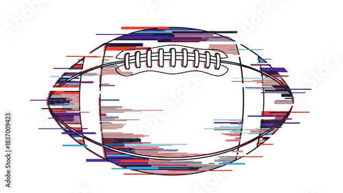 Abstract football with colorful glitch effect