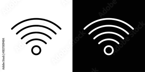 Wi-Fi icon in black and white stroke on background, suitable for connectivity panels, network settings, and signal indicators.