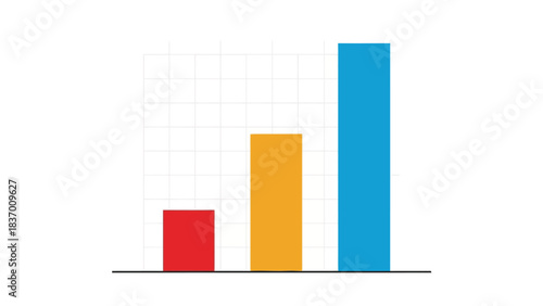 Bar chart with three vertical bars of different heights and colors