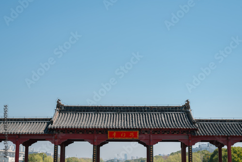 Suzhou city Waicheng river traditional bridge in China