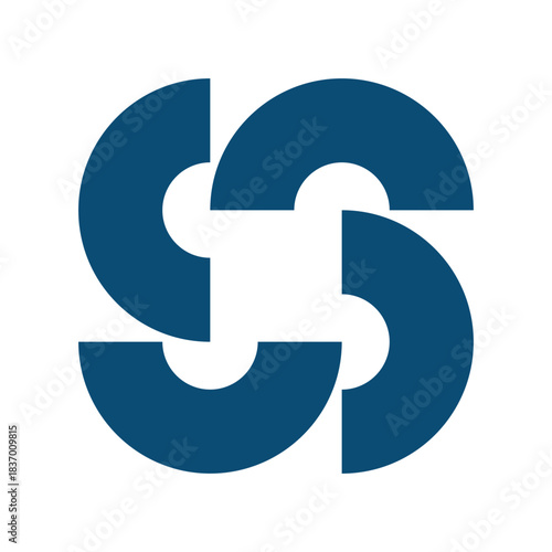 Four semicircular rings rotate to form a circle