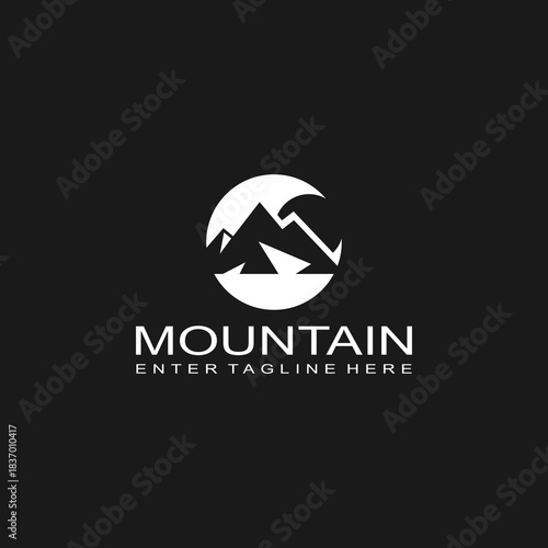 Mountain logo design, mountain range, vector, travel, outdoor, camping, valley, adventure, silhouette, outdoor, graphic, peak, element, shape, expedition, camp	