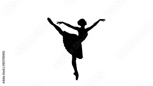 Graceful Ballerina Silhouette Performing Elegant Dance Pose.