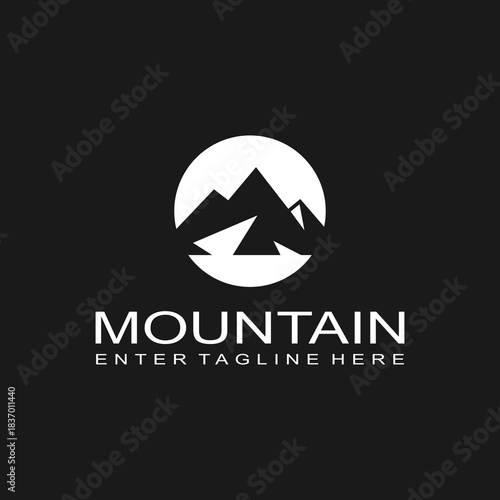 Mountain logo design, mountain range, vector, travel, outdoor, camping, valley, adventure, silhouette, outdoor, graphic, peak, element, shape, expedition, camp	