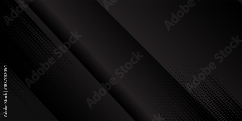 Elegant Dark deep black dynamic abstract vector background with diagonal lines. Modern creative halftone premium gradient. 3d cover art