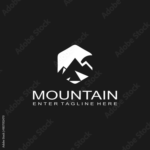 Mountain logo design, mountain range, vector, travel, outdoor, camping, valley, adventure, silhouette, outdoor, graphic, peak, element, shape, expedition, camp	