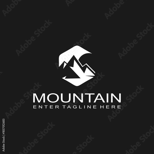 Mountain logo design, mountain range, vector, travel, outdoor, camping, valley, adventure, silhouette, outdoor, graphic, peak, element, shape, expedition, camp	