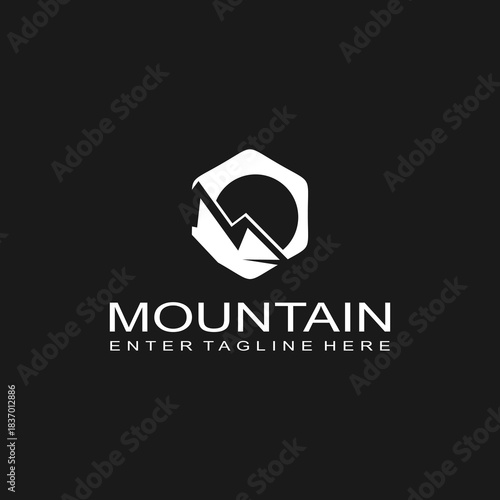 Mountain logo design, mountain range, vector, travel, outdoor, camping, valley, adventure, silhouette, outdoor, graphic, peak, element, shape, expedition, camp	