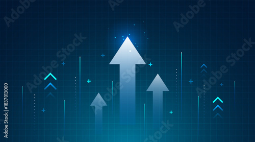 Financial Growth Arrow Vector Background. Business Success, Profit Increase, and Future Progress Chart Development