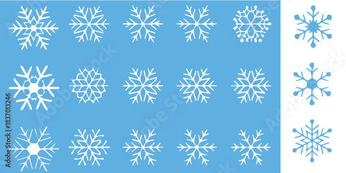 Delicate winter snowflakes on light blue background for elegant holiday designs and festive season marketing campaigns