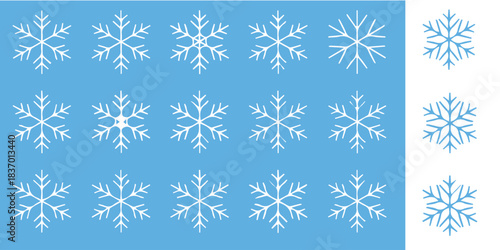 Delicate winter snowflakes on light blue background for elegant holiday designs and festive season marketing campaigns
