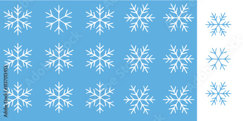 Delicate winter snowflakes on light blue background for elegant holiday designs and festive season marketing campaigns