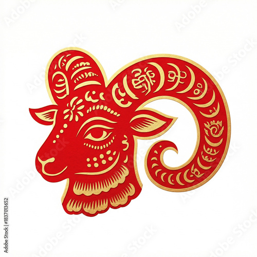 Red and gold sheep design