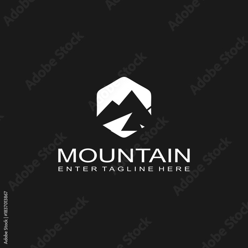 Mountain logo design, mountain range, vector, travel, outdoor, camping, valley, adventure, silhouette, outdoor, graphic, peak, element, shape, expedition, camp	