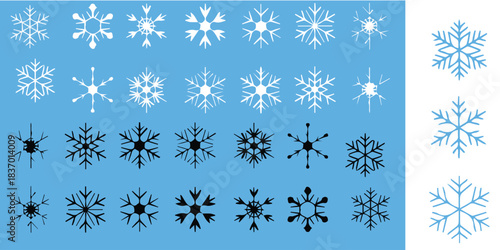 Charming snowflake pattern on blue for winter holiday cheer and festive backgrounds, perfect for seasonal promotions and designs