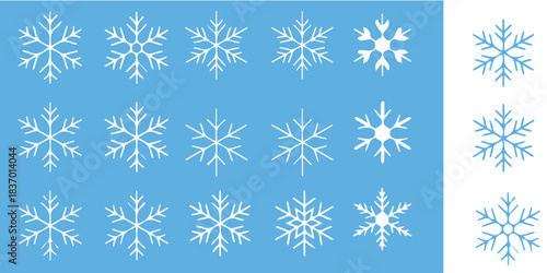 Charming snowflake pattern on blue for winter holiday cheer and festive backgrounds, perfect for seasonal promotions and designs