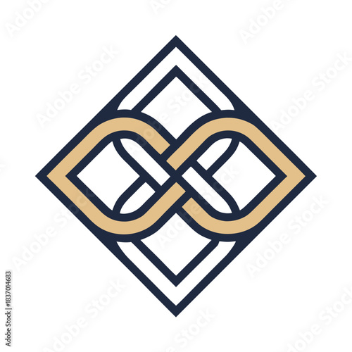 Infinity Knot Design: A modern, geometric design featuring an infinity knot enclosed within a diamond shape, symbolizing endless possibilities and interconnectedness.