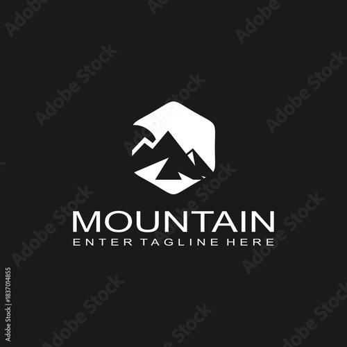 Mountain logo design, mountain range, vector, travel, outdoor, camping, valley, adventure, silhouette, outdoor, graphic, peak, element, shape, expedition, camp	