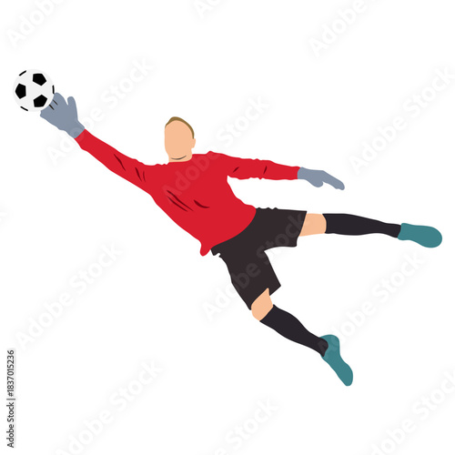 soccer goalkeeper leaps to catch the ball vector illustration