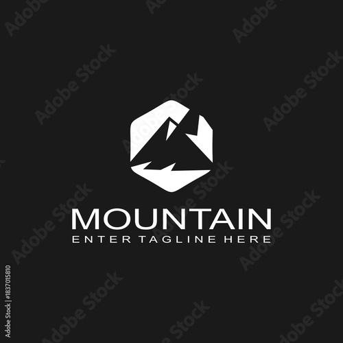 Mountain logo design, mountain range, vector, travel, outdoor, camping, valley, adventure, silhouette, outdoor, graphic, peak, element, shape, expedition, camp	