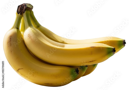 A bunch of ripe bananas with a , banana, stem, yellow 