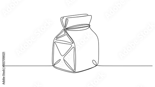 Simple line drawing of a milk carton on flat surface  