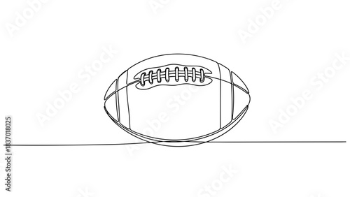Outline of a rugby ball on a flat surface in minimalist style  