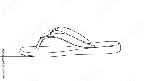 Simple line drawing of a flip-flop sandal on a flat surface  