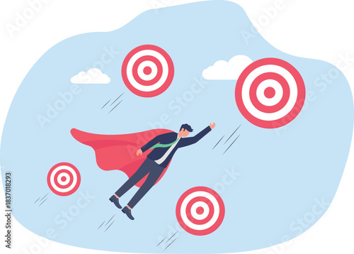 illustration of best employees try to elevate company performance business targets
