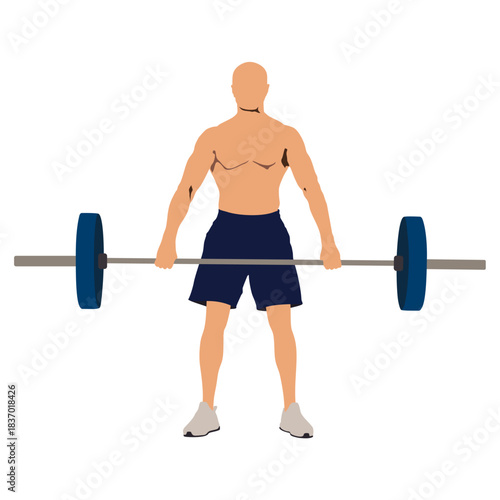 Vector illustration of man lifting barbell.