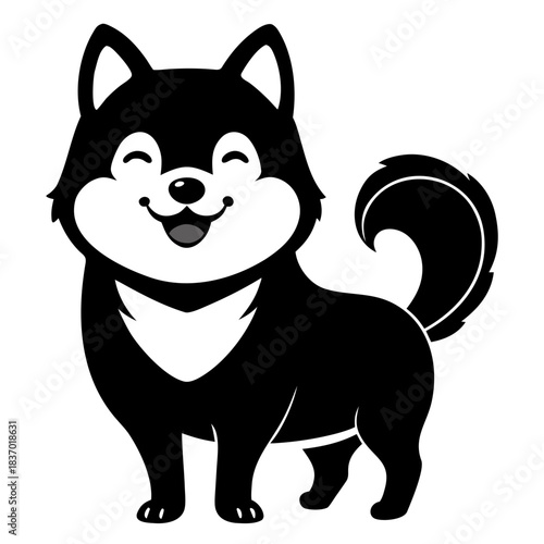 Shiba Inu Smiling Face vector clean black silhouette design white background