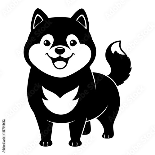 Shiba Inu Smiling Face vector clean black silhouette design white background
