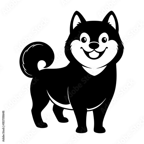 Shiba Inu Smiling Face vector clean black silhouette design white background