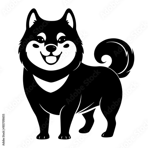 Shiba Inu Smiling Face vector clean black silhouette design white background